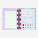 Flying Tiger Copenhagen striped study planner with a colorful, patterned cover suitable for office or school organization.