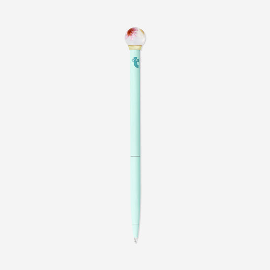 Turquoise pen with flower globe