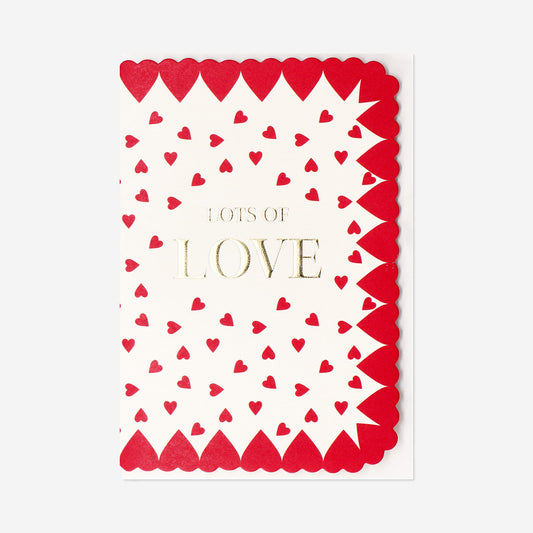 Valentine's card with red hearts