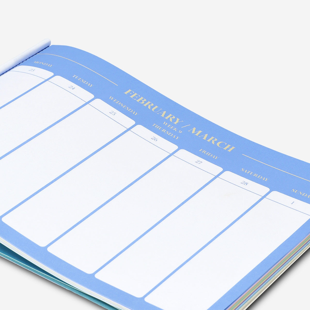 Weekly planner with tear-off pages from Flying Tiger Copenhagen, featuring a clean office design for organized planning.