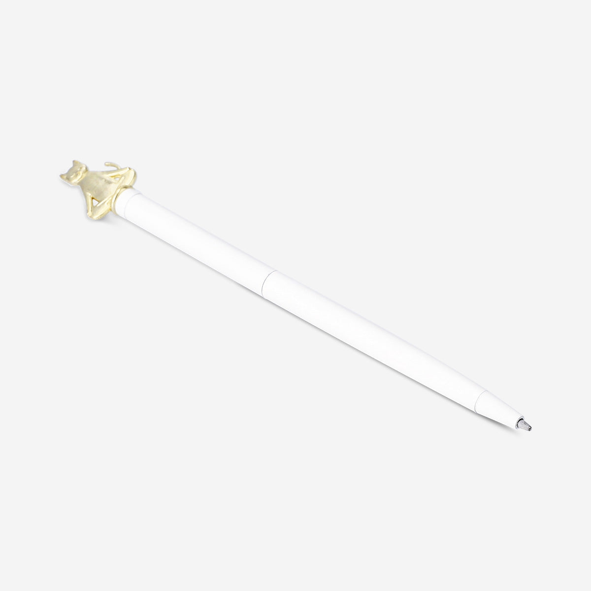White Flying Tiger Copenhagen office ballpoint pen featuring a cute yoga cat design.