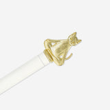 White Flying Tiger Copenhagen office ballpoint pen featuring a yoga cat design, displayed on a clean background.