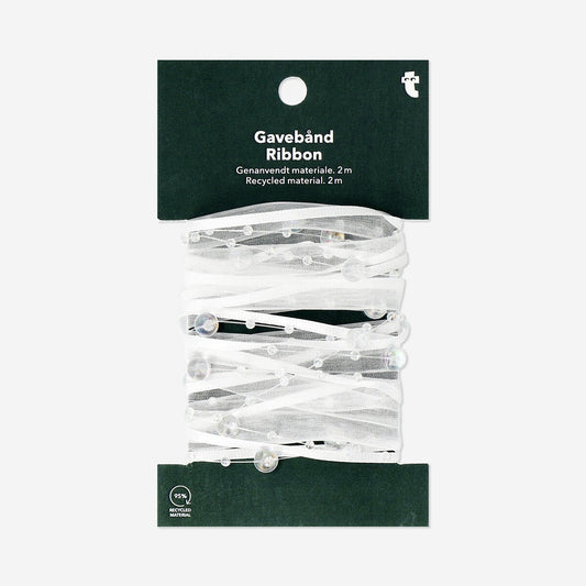 White ribbon with pearls - 2 m