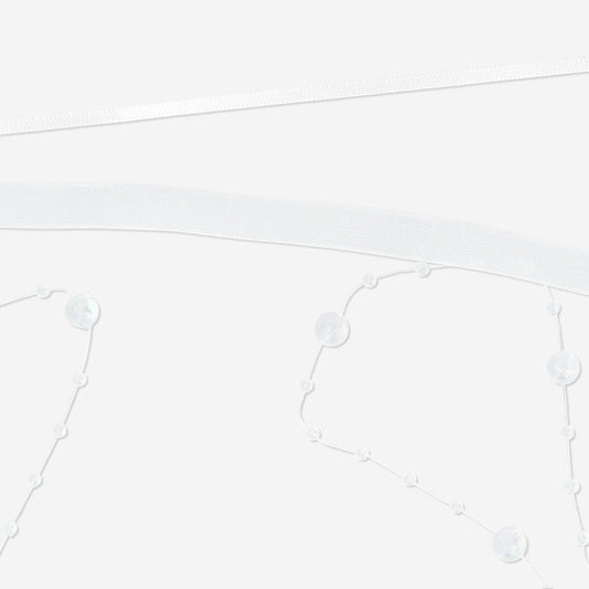 White ribbon with pearls - 2 m