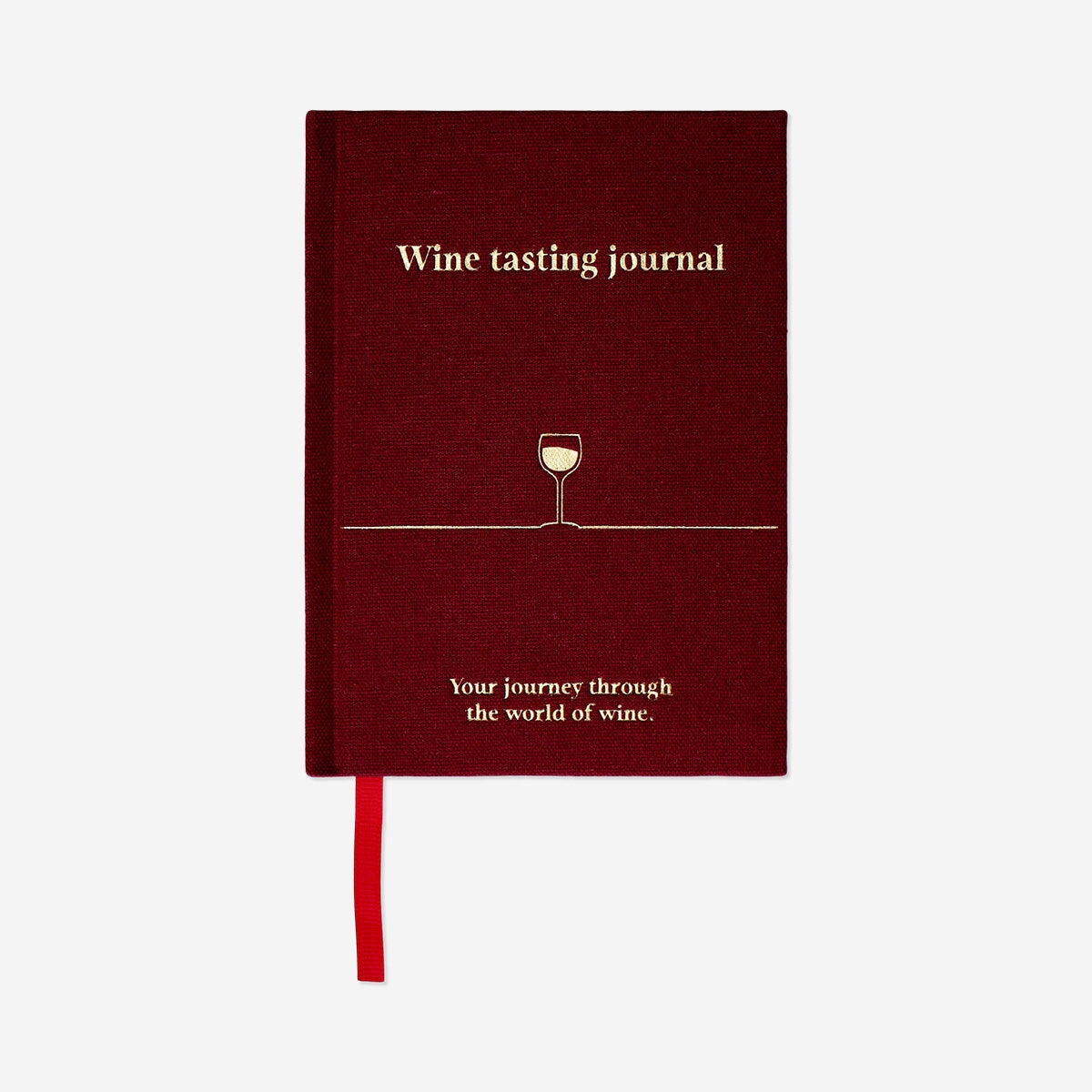 Flying Tiger Copenhagen wine tasting journal with linen cover, designed for office use to record wine notes and tasting experiences.