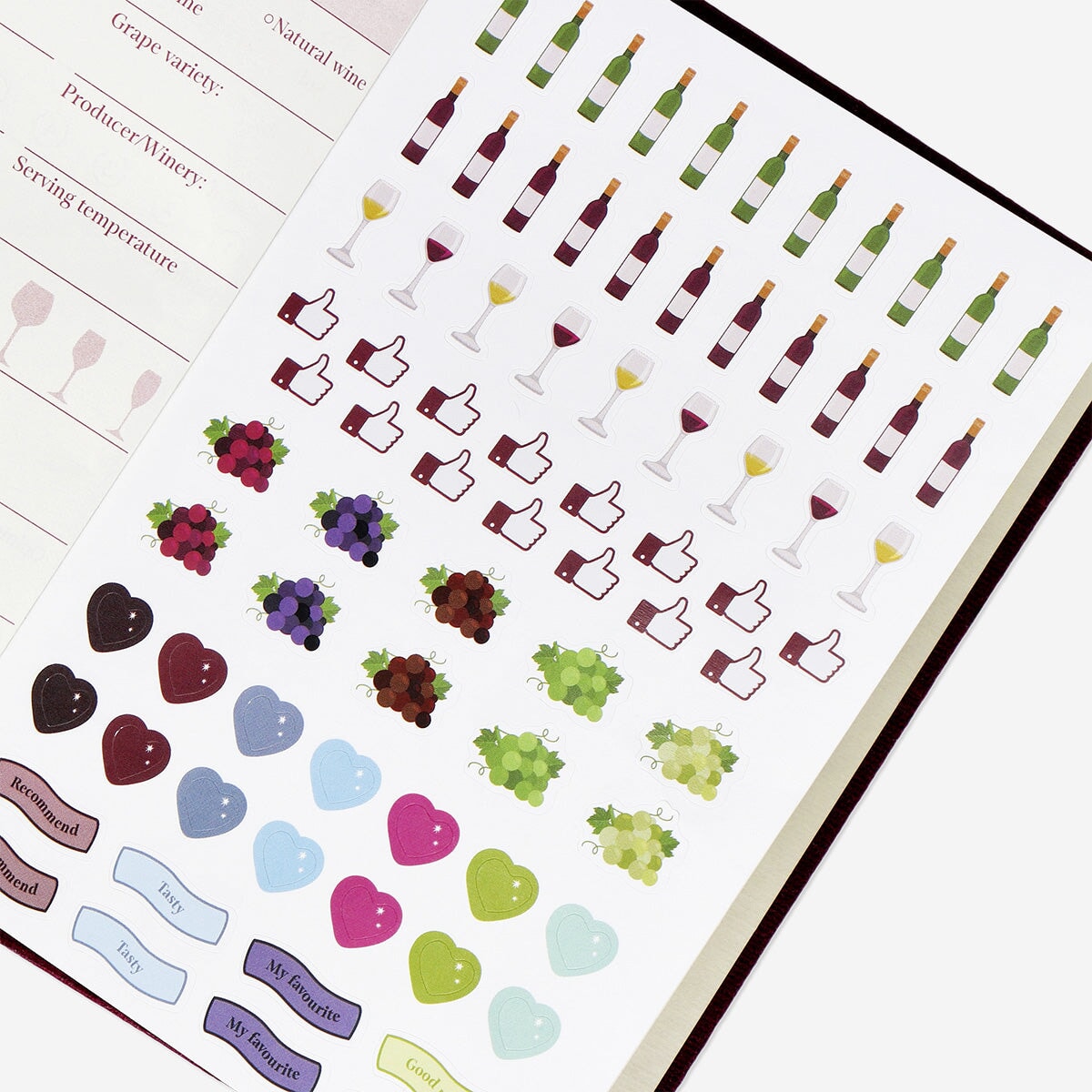 Wine tasting journal with linen cover from Flying Tiger Copenhagen, designed for office use and wine notes recording.