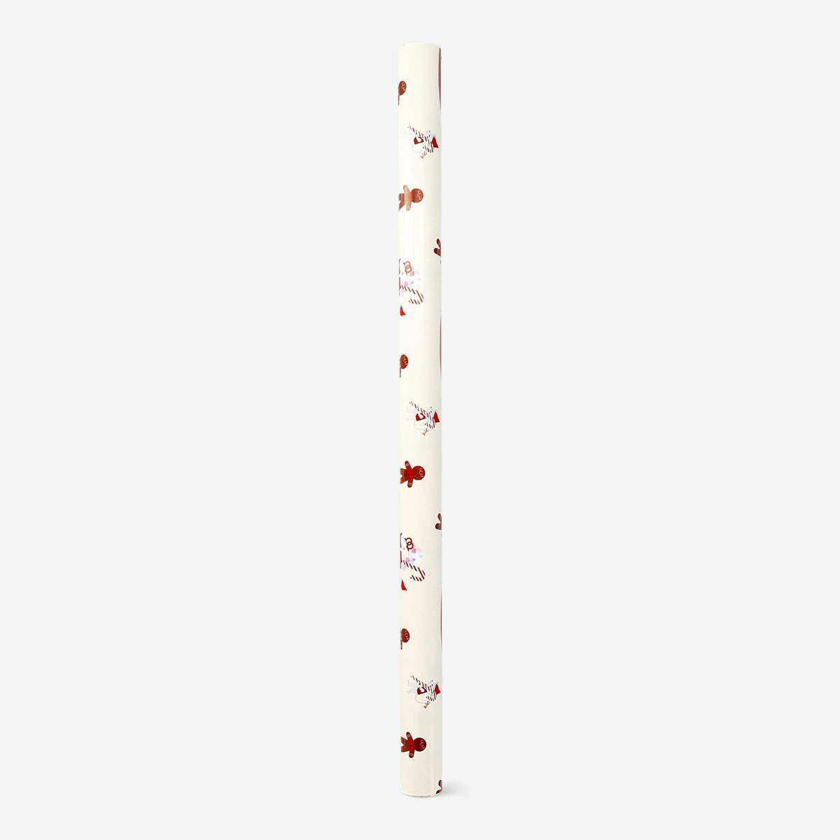 Party wrapping paper by Flying Tiger Copenhagen featuring gingerbread people and hot chocolate designs, 400 cm long.