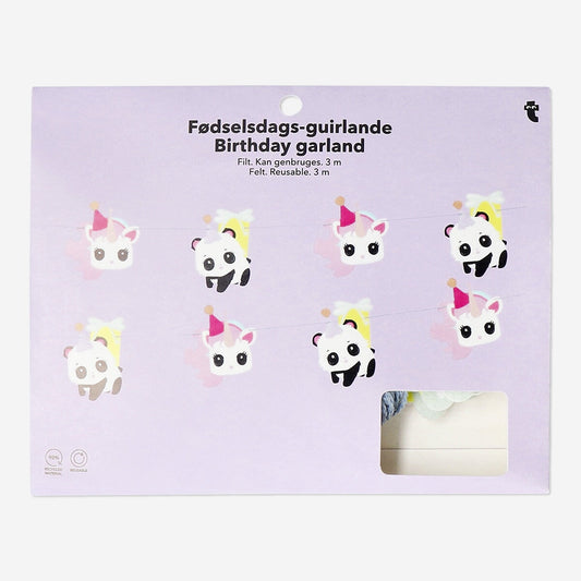 Birthday garland with felt animals - 300 cm