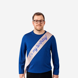 Flying Tiger Copenhagen birthday sash for parties, featuring colorful fabric with "Birthday" text for celebration wear.