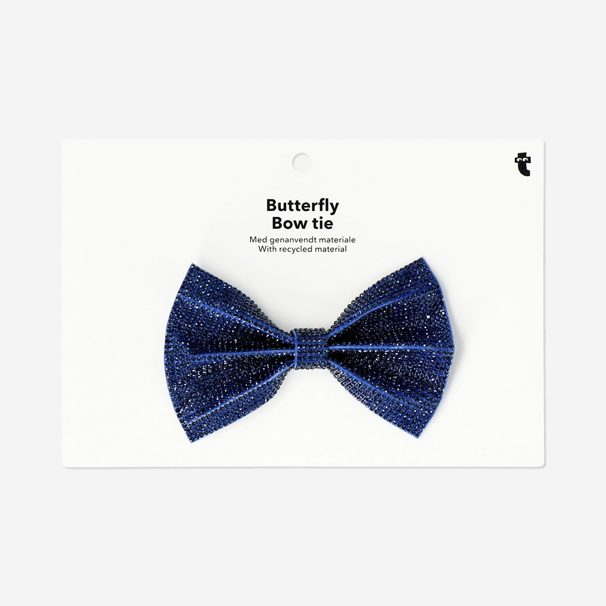 Blue rhinestone bow tie from Flying Tiger Copenhagen, ideal for party attire, featuring sparkling rhinestone embellishments.