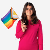 Colorful Rainbow flag on a stick, 45 cm, for parties, by Flying Tiger Copenhagen, with vibrant rainbow stripes.