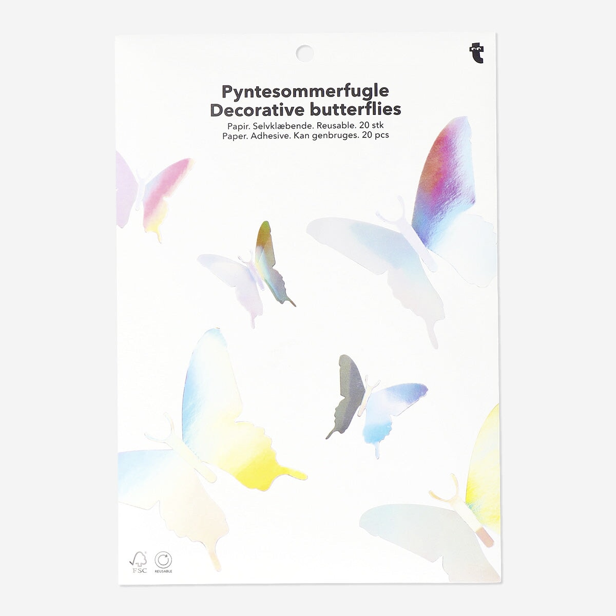 Set of 20 decorative paper butterflies for party decor by Flying Tiger Copenhagen, colorful and lightweight for festive decorations.