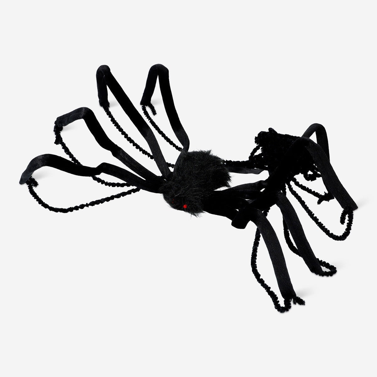 Decorative black spider with long legs for party decor, Flying Tiger Copenhagen Halloween or spooky themed event.