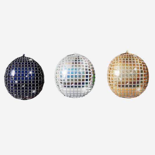 Disco ball foil balloon set - 3 pcs