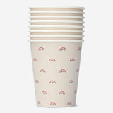 Set of 8 disposable paper cups for parties by Flying Tiger Copenhagen, featuring colorful, festive designs.