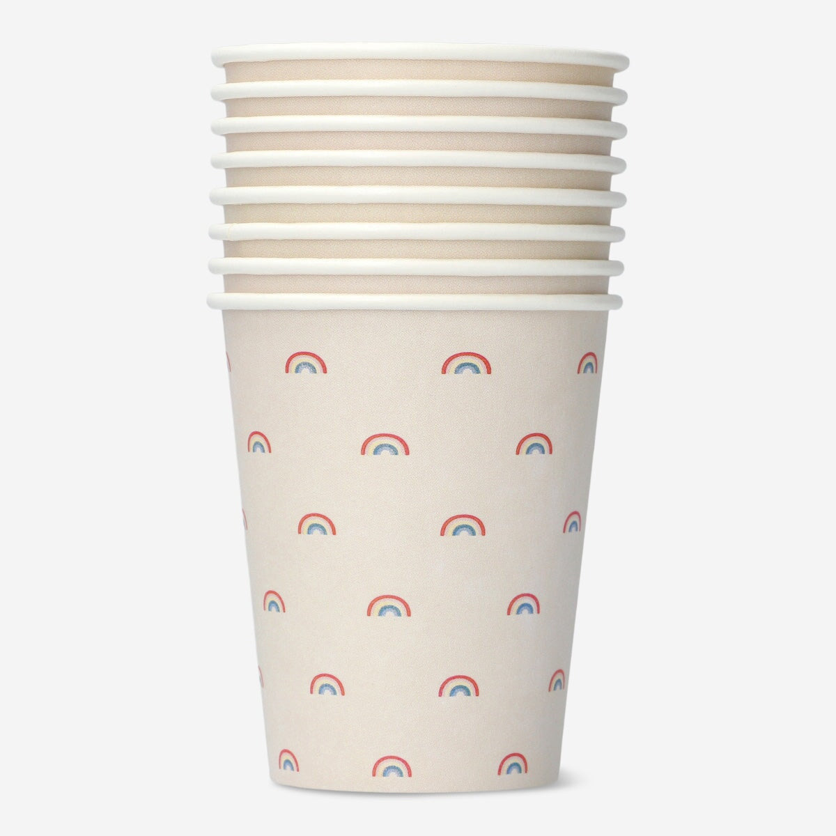 Set of 8 disposable paper cups for parties by Flying Tiger Copenhagen, featuring colorful, festive designs.