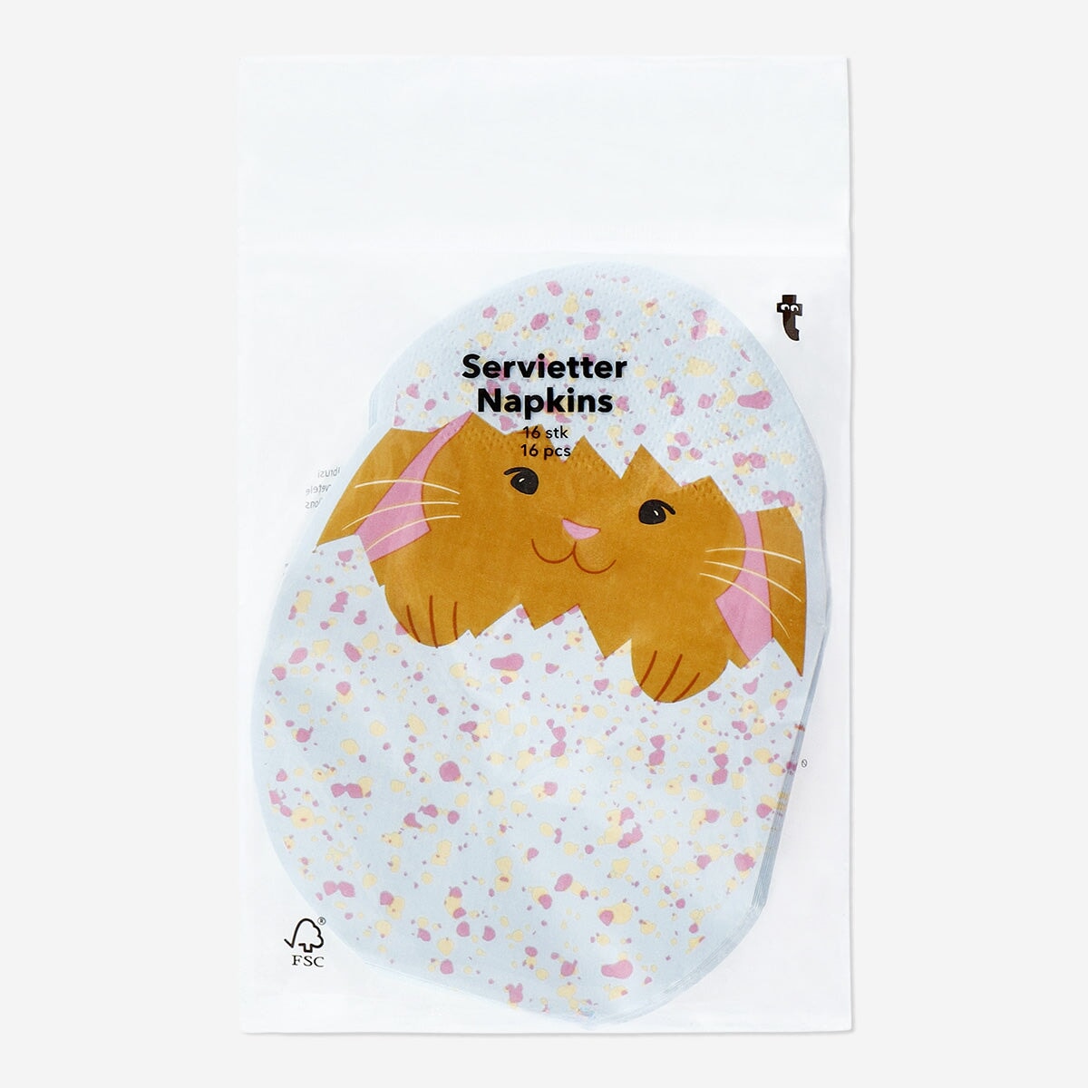 Easter egg with bunny napkins, 16-piece party set from Flying Tiger Copenhagen, featuring colorful Easter-themed paper napkins.