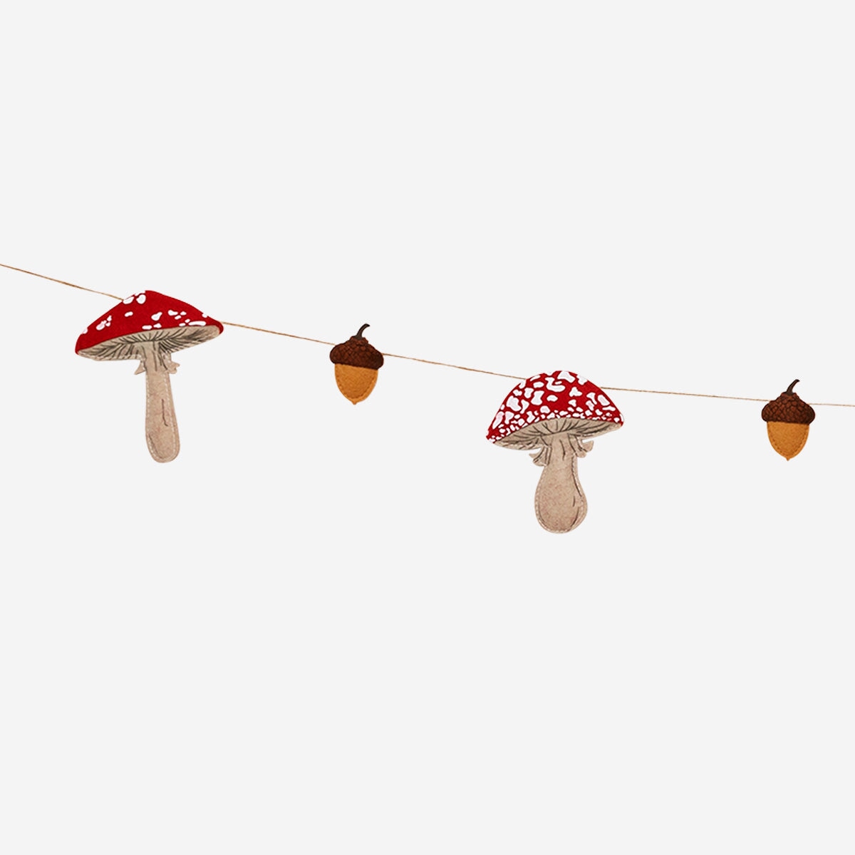 Colorful felt mushrooms garland from Flying Tiger Copenhagen, 200 cm long, perfect for party decor with vibrant mushroom shapes.