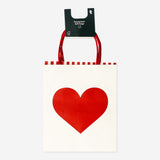 Two Flying Tiger Copenhagen party gift bags with red heart designs, perfect for celebrations and gift packaging.