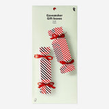 Four candy-shaped gift boxes for parties by Flying Tiger Copenhagen, colorful and fun for gift packaging.