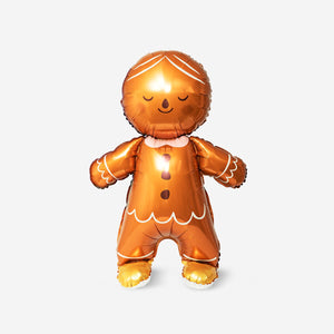 Flying Tiger Copenhagen gingerbread man foil balloon, 86 cm, festive party decoration with colorful, shiny foil design.