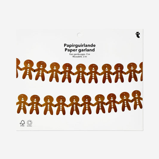 Gingerbread man paper garland - 300 cm