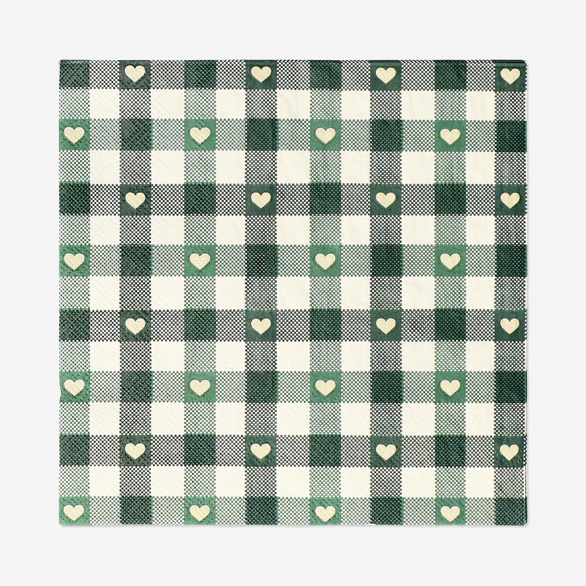 Set of 16 green checkered party napkins from Flying Tiger Copenhagen, featuring a classic square pattern for celebrations.