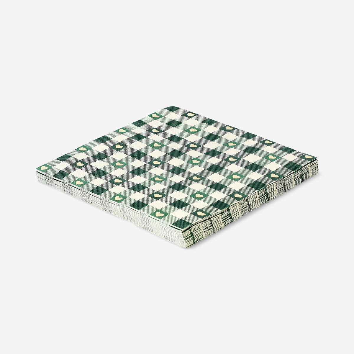 Set of 16 green checkered party napkins by Flying Tiger Copenhagen, featuring a vibrant checkered pattern for celebrations.