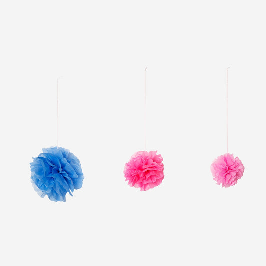 Decorazioni con pom pom appese - 3 pz