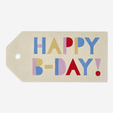 Set of four Happy Birthday gift tags from Flying Tiger Copenhagen for party decorations and gift wrapping.
