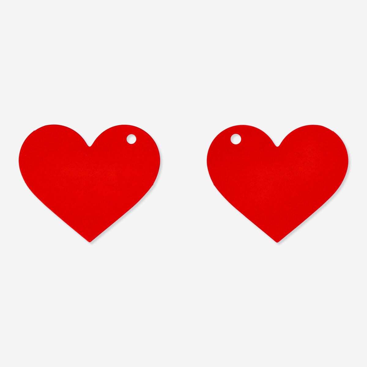 Set of 10 heart-shaped party gift tags from Flying Tiger Copenhagen, with colorful designs for gift decoration and labeling.