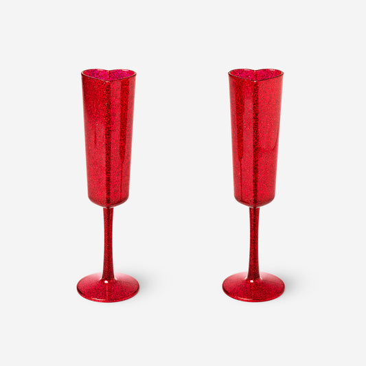 Heart shaped champagne flutes - 2 pcs