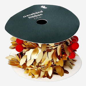 Flying Tiger Copenhagen Holly garland ribbon, 2.75 m, festive party decoration with green holly leaves and red berries.