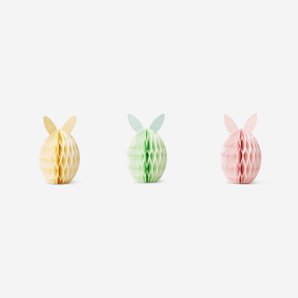 Three large Easter paper decorations for party decor from Flying Tiger Copenhagen, featuring colorful festive designs