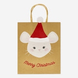 Mouse-shaped gift bag for party favors, decorated with fun cartoon mouse design, from Flying Tiger Copenhagen.
