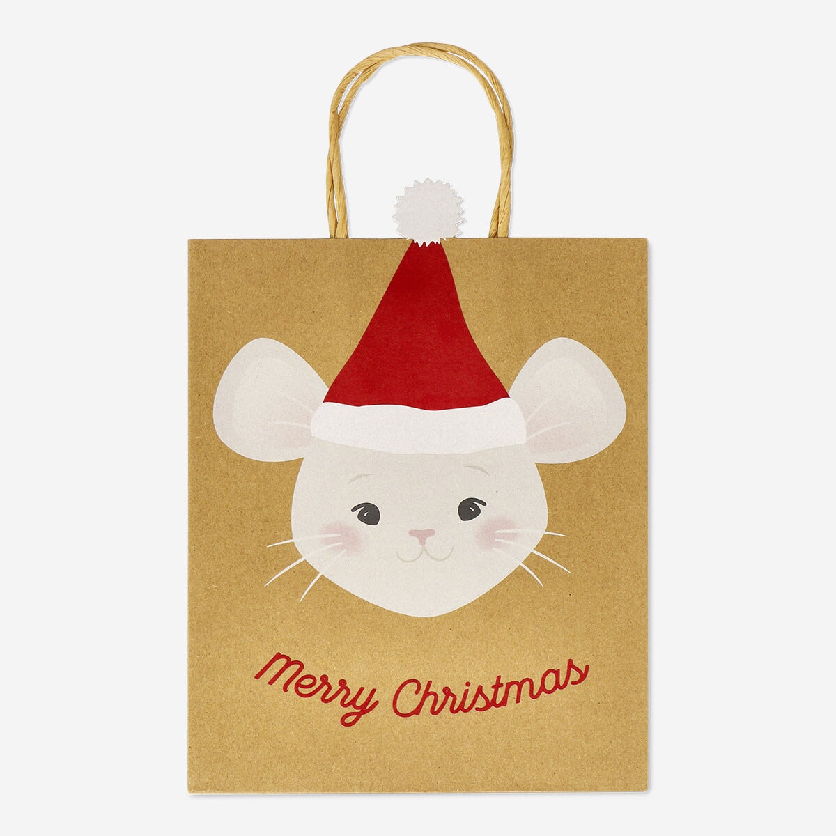 Mouse-shaped gift bag for party favors, decorated with fun cartoon mouse design, from Flying Tiger Copenhagen.