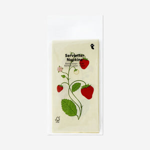 Set of 16 Flying Tiger Copenhagen party cocktail napkins with strawberry print, perfect for summer gatherings and celebrations.