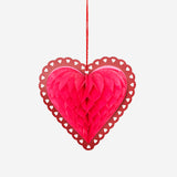 Corações de papel em forma de favo de mel para pendurar - 3 peças