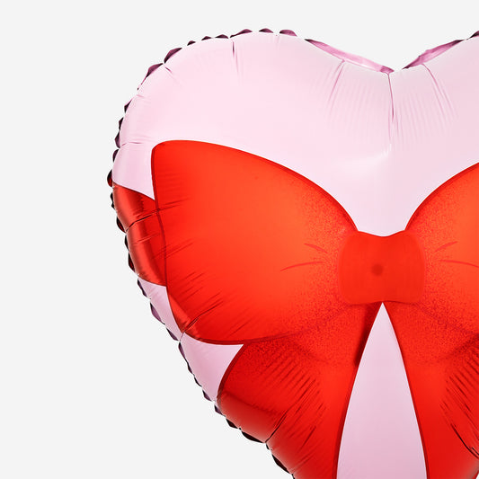 Pink heart with bow foil balloon - 46 cm