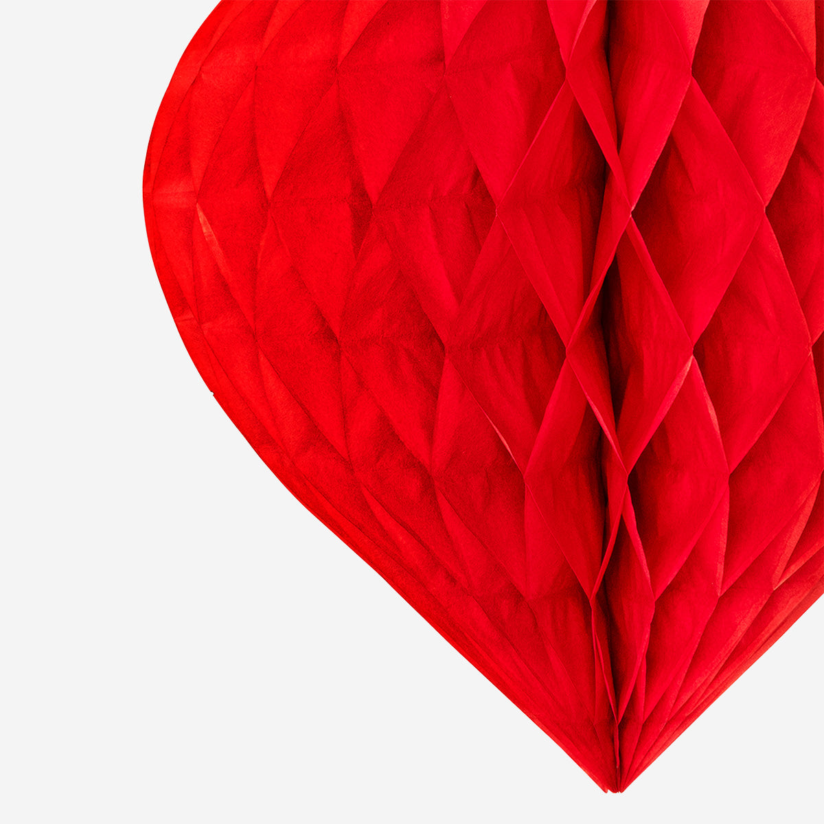 Corazón de nido de abeja de papel rojo para colgar - 30 cm