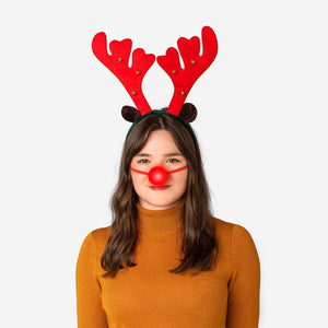 Reindeer hairband with red nose for party, Flying Tiger Copenhagen festive headwear accessory, playful holiday costume piece