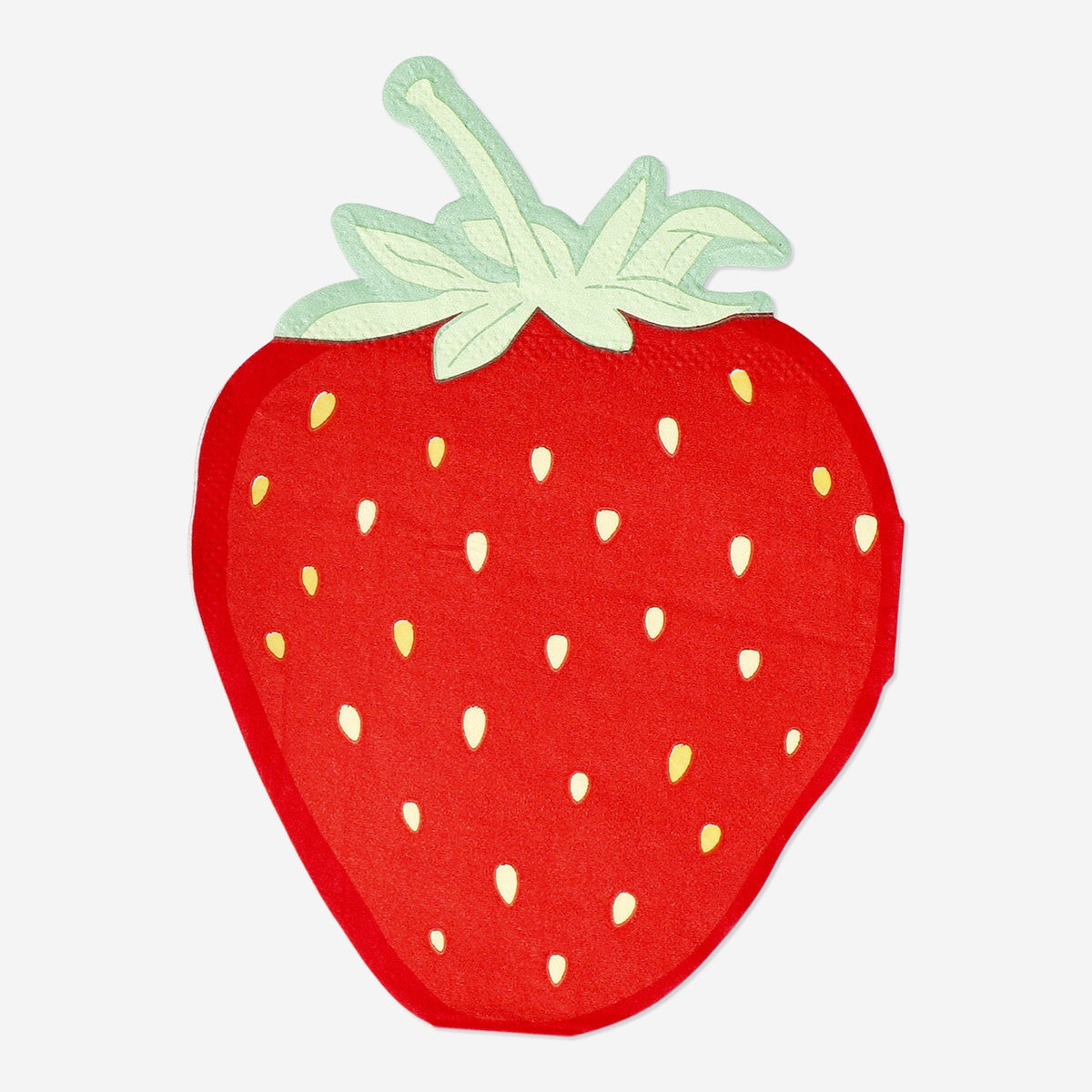 Set of 15 strawberry-themed party napkins by Flying Tiger Copenhagen, featuring vibrant red strawberry illustrations.