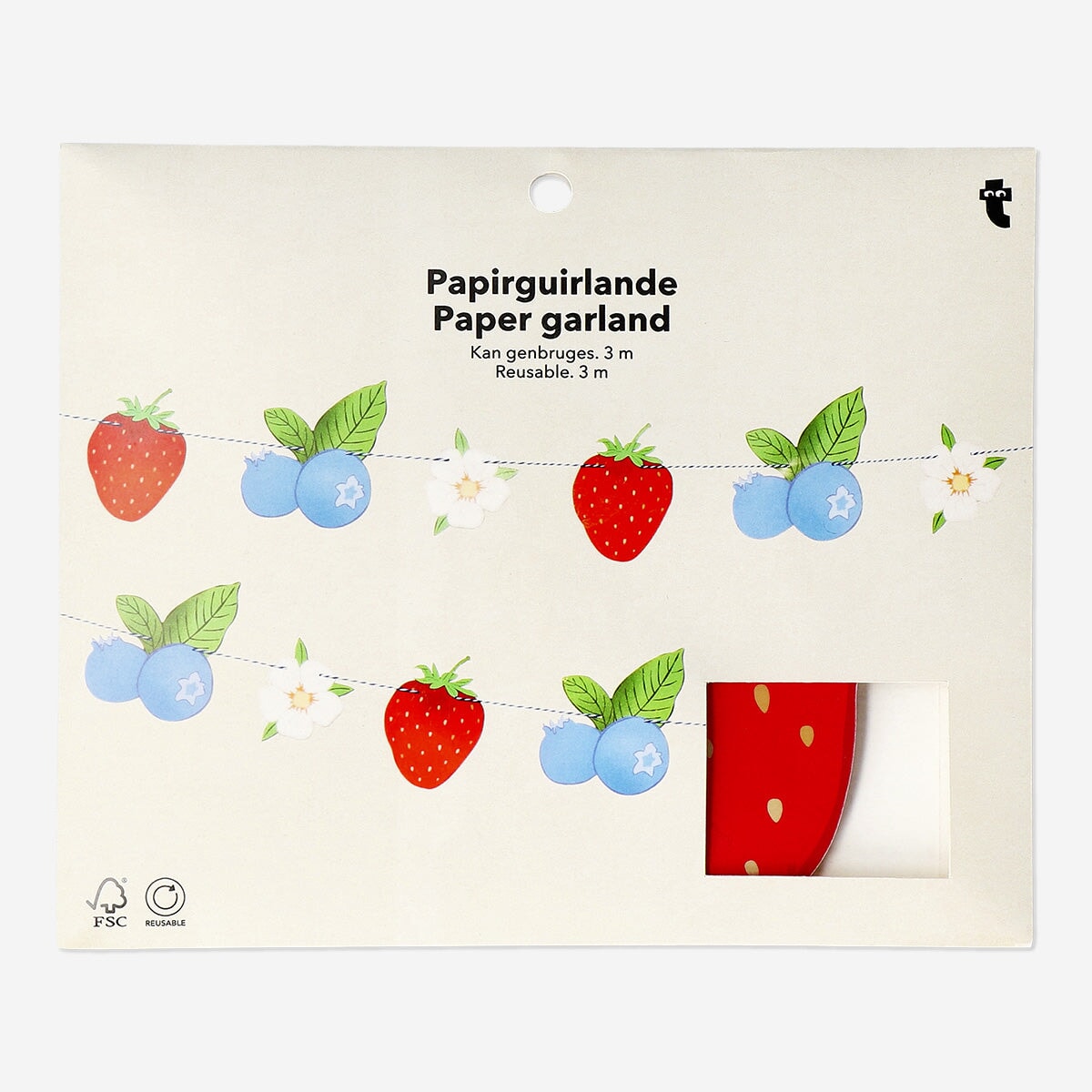Strawberry paper garland - 300 cm Party Flying Tiger Copenhagen 