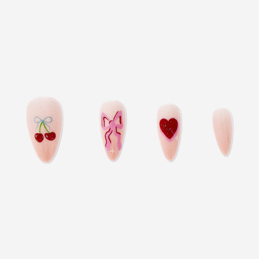 Artificial nails set - Hearts and bows