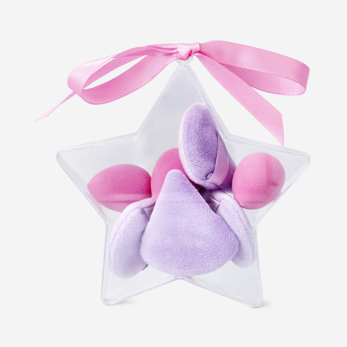 Set of 8 Flying Tiger Copenhagen blender sponges and makeup pads in colorful bauble design for personal care application.