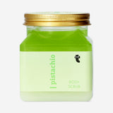 Body scrub with pistachio fragrance from Flying Tiger Copenhagen, 500g, featuring natural exfoliating texture and pistachio scent.