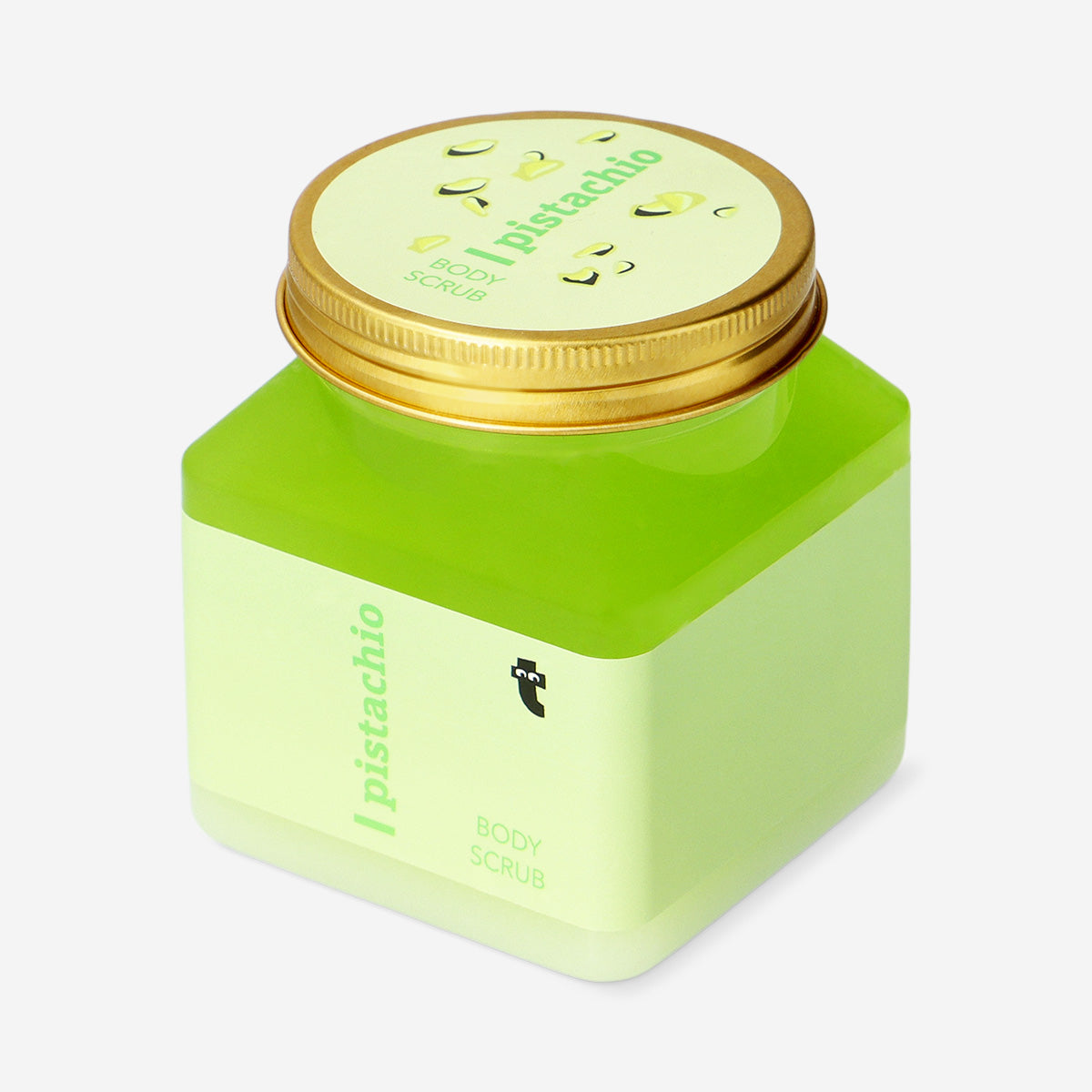 Flying Tiger Copenhagen pistachio fragrance body scrub in 500g jar, with textured surface and natural ingredients visible.