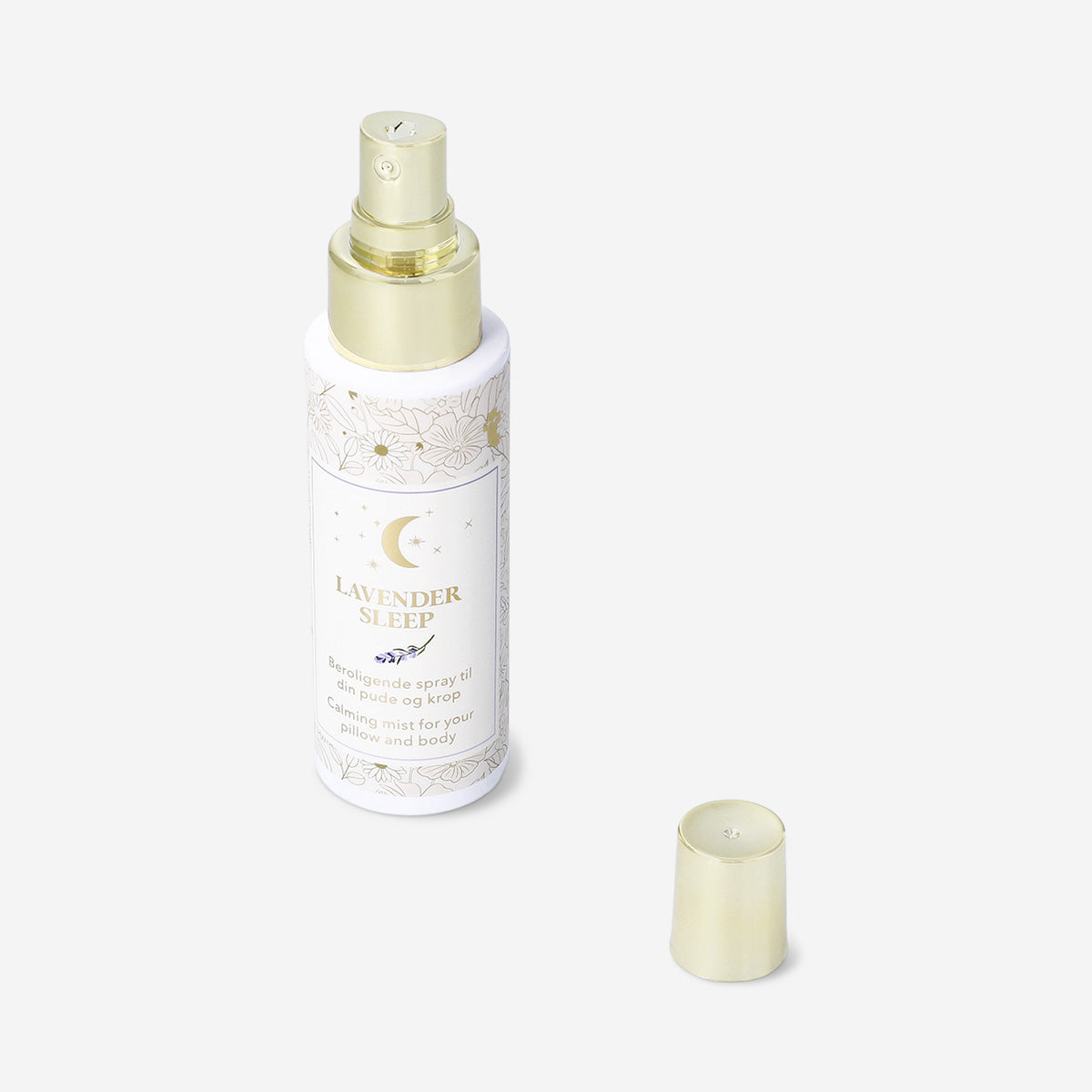 Flying Tiger Copenhagen calming body and pillow mist in a spray bottle, designed for relaxation and soothing personal care.