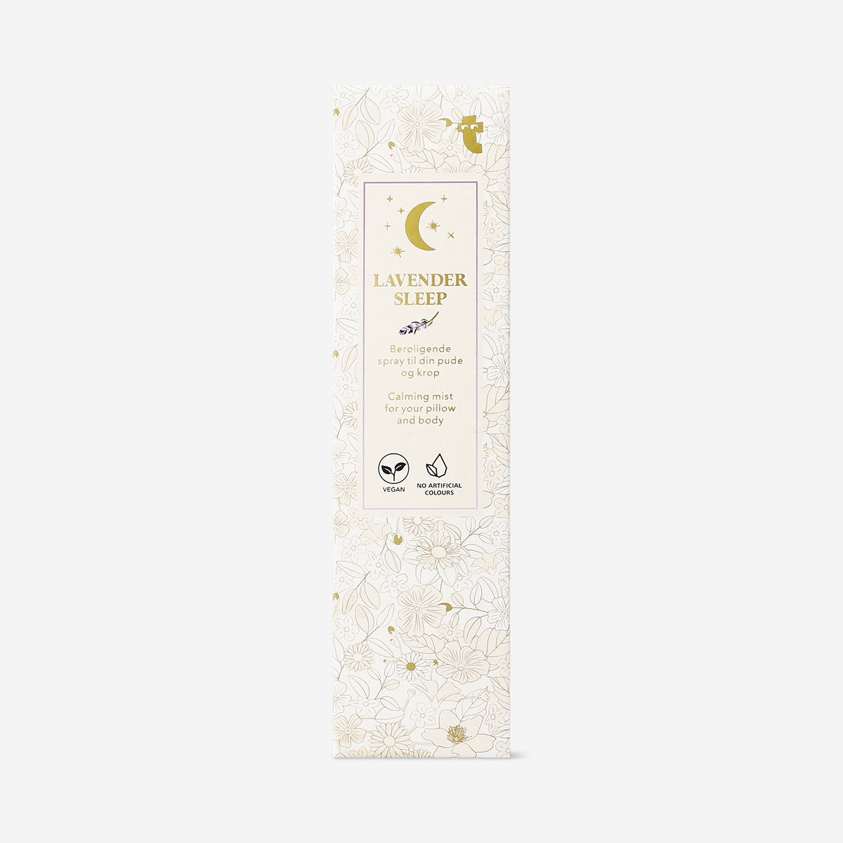 Flying Tiger Copenhagen calming body and pillow mist in a spray bottle, designed for relaxing personal care use.