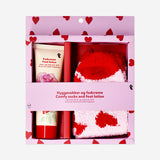 Conjunto de meias confortáveis e loção para os pés - fragrância de rosa e cedro